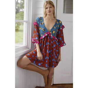 Anthropologie Floral Ruffled Sleep Mini Dress Size Small